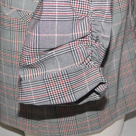 Jules & Leopold Womens L Black White Red Plaid Check Blazer 3/4 Sleeve Preppy - Picture 8 of 12